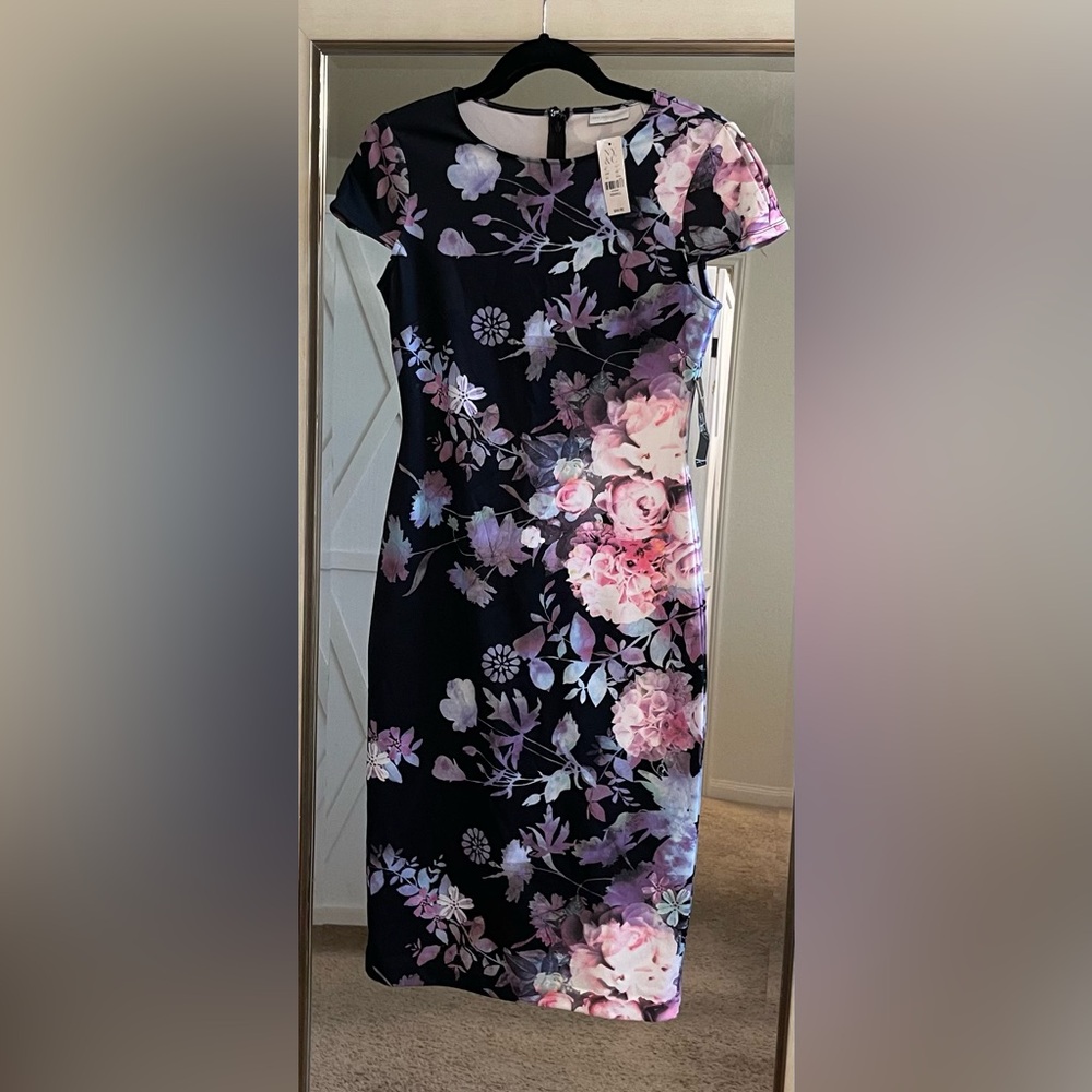 Jones New York Dress in Black and Pink Floral NWT